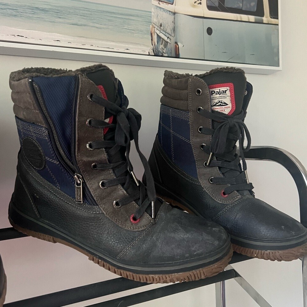 Pajar winter boots navy grey red warm waterproof outdoors men’s hiker combat